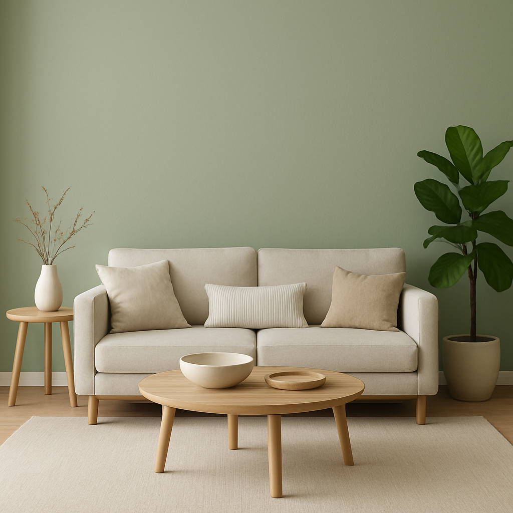 Peinture vert sauge salon